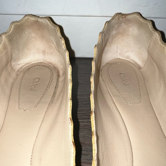 Chloe Scallop Lauren Ballerina Edge Nappa Leather Flats size 38.5 - Picture 5 of 8
